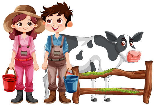 Cute farmer cartoon character