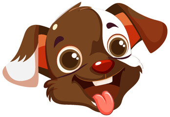 Cheerful Cute Dog Face on White Background