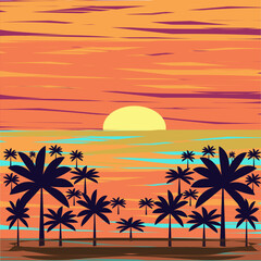 PALM SUNSET ILLUSTRATION