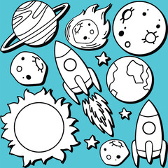 Astronomy Objects and Icons Vector Set