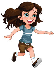 Cute Girl Running Cartoon Character