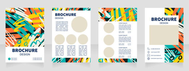 Commercial art blank brochure design. Template set with copy space for text. Premade corporate reports collection. Editable 4 paper pages. Source Sans, Myriad Pro, Arial fonts used
