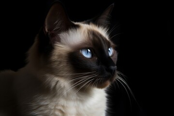 Portrait of a cute cat looking away. Balinese cat.Generative AI