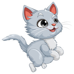Cute Cat in Jumping Pose Vector