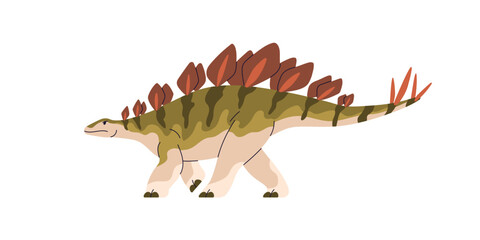 Stegosaurus, prehistoric dinosaur. Extinct animal of Jurassic period. Big giant dino reptile profile. Ancient prehistory lizard with plates. Flat vector illustration isolated on white background