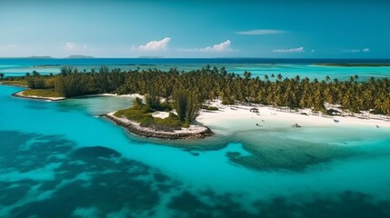 Fototapeta na wymiar Aerial panoramic view of a beautiful island. Generative AI.