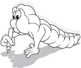 Drawing of a Worm with a Crayon in its Paw