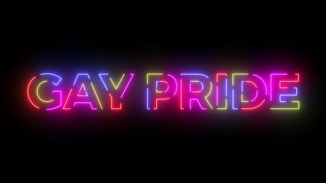 Gay pride colored text. Laser vintage effect. Infinite loopable