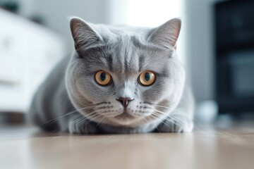Portrait of a cute cat looking away. British shorthair cat. Generative AI