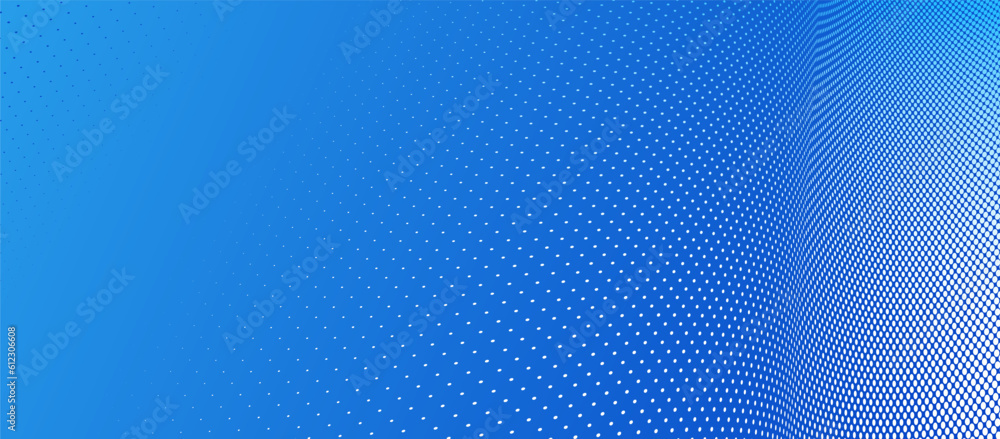 Poster blue dots in 3d perspective vector abstract background, multimedia internet information theme, wave 
