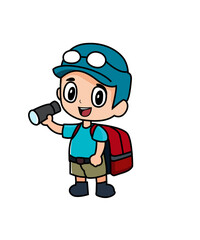 Children Vector Illustration: Cute Boy Character Mascot for School, Camping, and Adventure