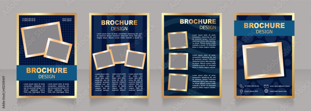 Wall mural Art museum program blank brochure design. Rest and fun. Template set with copy space for text. Premade corporate reports collection. Editable 4 paper pages. Arial, Tahoma fonts used