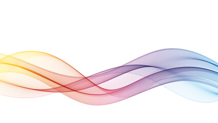 Iridescent wavy smoky lines on a white background.Abstract transparent color wave flow. Spectrum wave color.