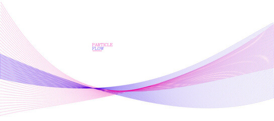 Tranquil vector abstract background with wave of flowing particles, easy and soft smooth curve lines dots in motion, airy and relaxing illustration.