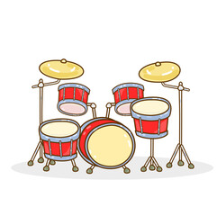 Cartoon drum set  on white background.