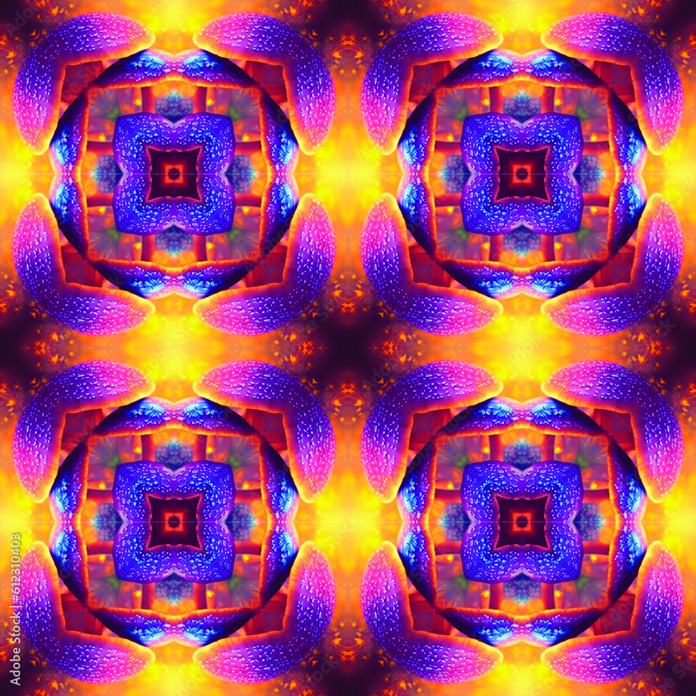 Poster kaleidoscope seamless pattern design. repeat pattern background for textile