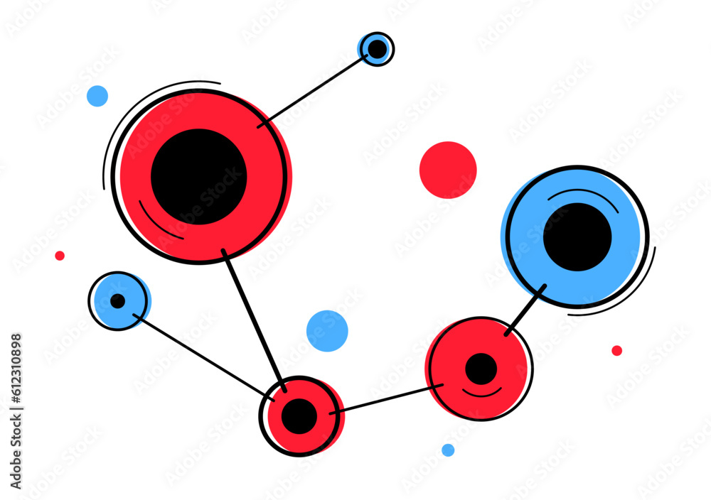 Aufkleber abstract tech geometric vector background, connected circles technology network or science theme, di