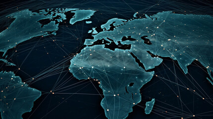 Global Economy and Interconnectedness. Depicting a network of interconnected world maps with lines representing international trade, investment flows, and economic integration. Generative ai.