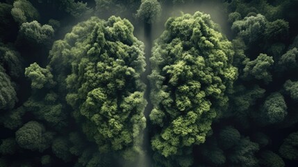 Naklejka na ściany i meble green forest. Abstract lungs shapes trees. digital illustration Concept of nature protection, cleanliness, breathing and natural reduction of CO2. generative AI