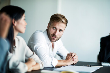 Businessman talking in meeting