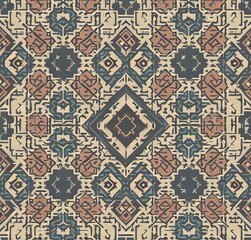 Abstract retro geometric pattern art pattern, carpet background. Generative AI