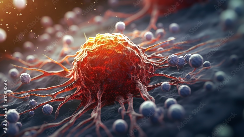 Wall mural cancer cell inside the body, generative ai