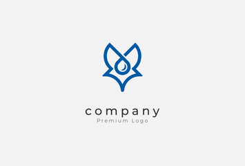 Fox Logo Design, Fox head with droplet combination design inspiration, vector illustration