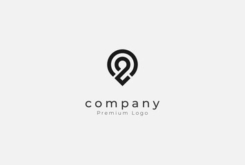 Pin Map Location Logo Design, Pin with number two combination, usable for Place, traveling and company logos, vector illustration