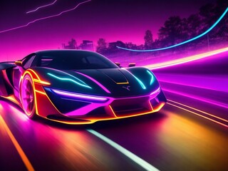 Fototapeta premium colorful light neon background wallpaper ai generated
