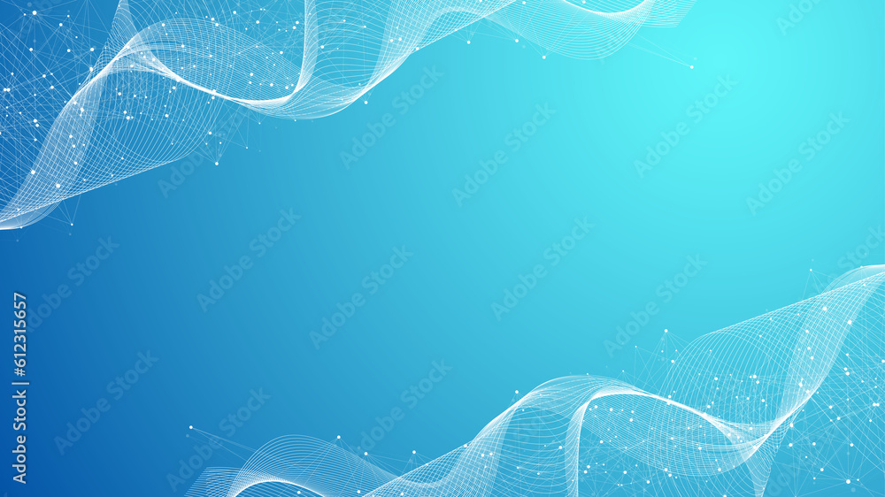 Fototapete Technology abstract lines and dots connection background. Connection digital data and big data concept. Digital data visualization, illustration