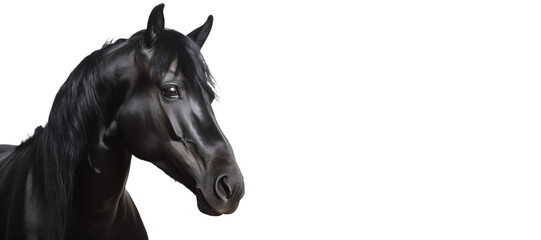 Fototapeta na wymiar Black horse Isolated cutout on a transparent background.