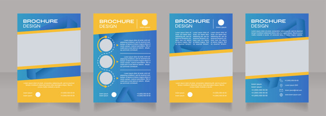 Innovative pharmaceutical company blank brochure design. Template set with copy space for text. Premade corporate reports collection. Editable 4 paper pages. Syne Bold, Arial Regular fonts used