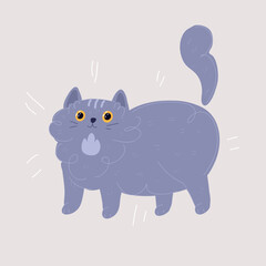 Vector illustration of Cute domestic cat hand drawn sketch Pets
