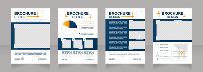 Customer franchise extension blank brochure design. Develop product. Template set with copy space for text. Premade corporate reports collection. Editable 4 paper pages. Arial Bold, Regular fonts used