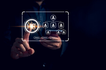 HR Technology Modern technology to simplify HR system concepts. Business people manage human resources and effectively monitor the management of personal information in the organization.
