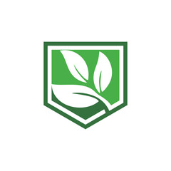 leaf shield healthy logo natural vector company