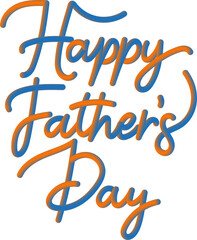 Orange Blue 3D Gradient Cursive Father's Day Typography Message
