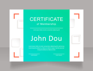 IT professional association certificate design template. Vector diploma with customized copyspace and borders. Printable document for awards and recognition. Arial Bold, Calibri Regular fonts used