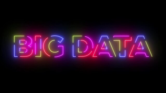 Big data colored text. Laser vintage effect. Infinite loopable