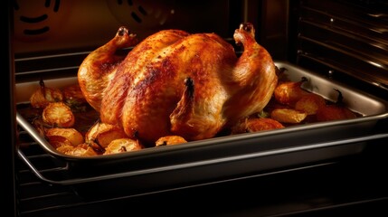 Fototapeta premium roasted chicken on a grill