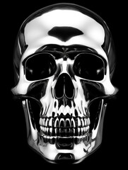 Metallic skull against black, created with Generative AI technology