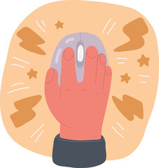 Obraz premium Vector illustration of Hand hold mouse