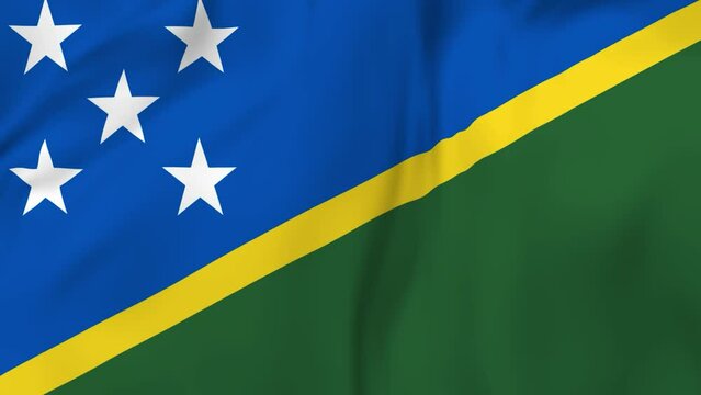 Arising map of Solomon Islands and waving flag of Solomon Islands in background. 4k resolution video.