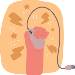 Vector illustration of Hand holding computer mouse
