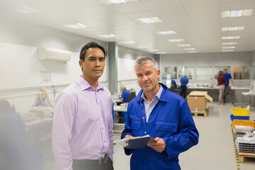 Obraz premium Portrait manager and supervisor in steel factory