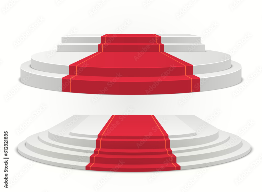 Poster set of circle podiums. vector 3d stage isolated on white background.