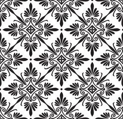 seamless pattern with elements texture black and white repeated design clipart floral decorative swirl