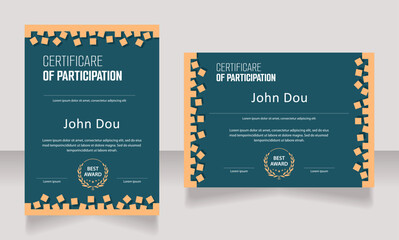 Volunteering certificate design template set. Vector diploma with customized copyspace and borders. Printable document for awards and recognition. Smooch Sans Light, Bold, Arial Regular fonts used
