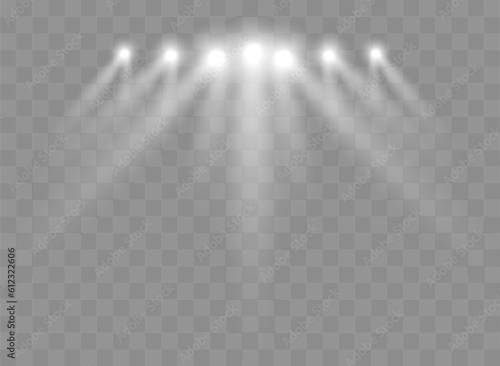 Aufkleber spotlights with rays. shining light beams isolated. vector transparent light effect