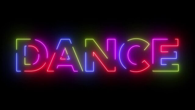 Dance colored text. Laser vintage effect. Infinite loopable
